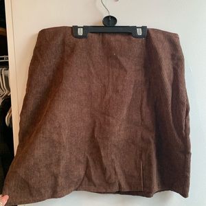 Split hem zipper back corduroy skirt